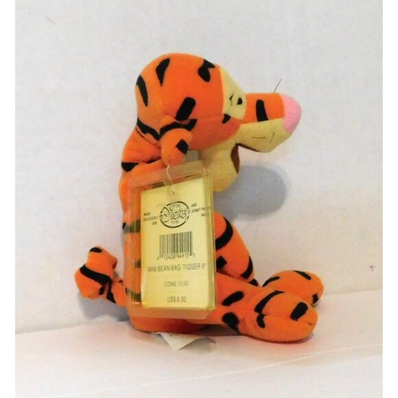 Disney Store Tigger Mini Bean Bag Plush 9" Stripey Fun Orange Yellow - Picture 3 of 8